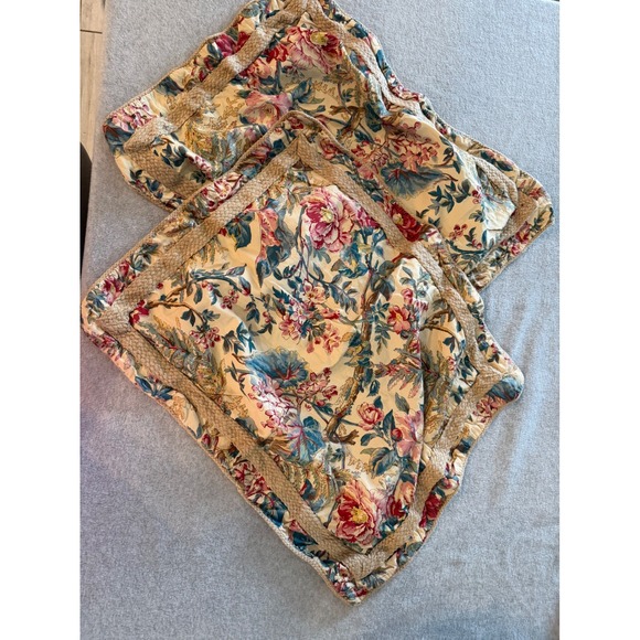 Lauren Ralph Lauren Other - Lauren Ralph Lauren Floral Pillow Shams Set 2 Standard Cotton Braided Rope Trim